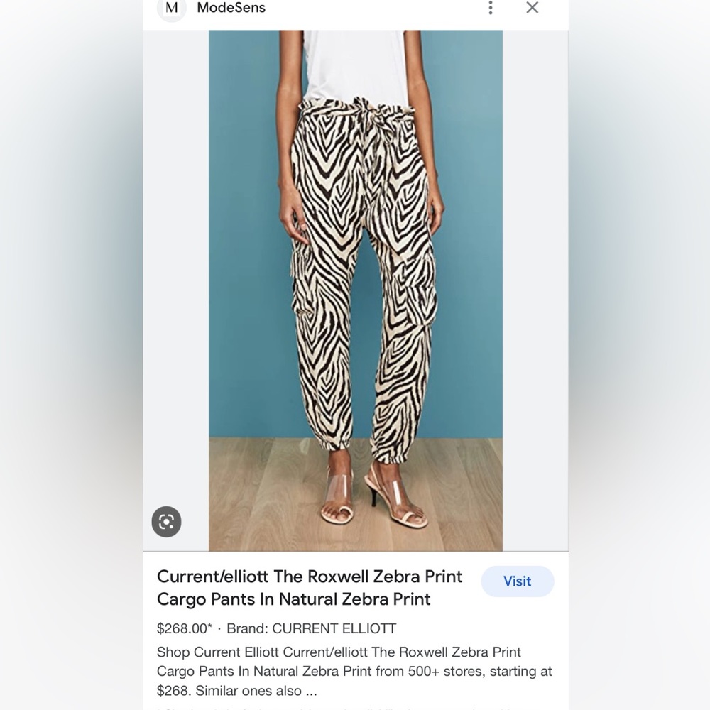 Current Elliot Roswell animal print cargo‎ pants. NWOT. Retail 268